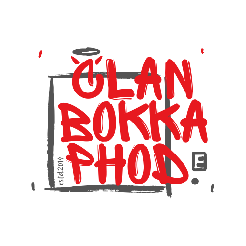 Clan Bokka Phod hand-painted red and grey logo